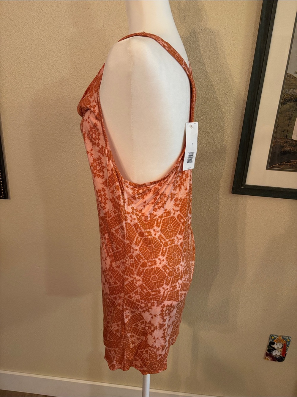 Banana Republic Orange Printed Mini Dress Racerback - Picture 2 of 8